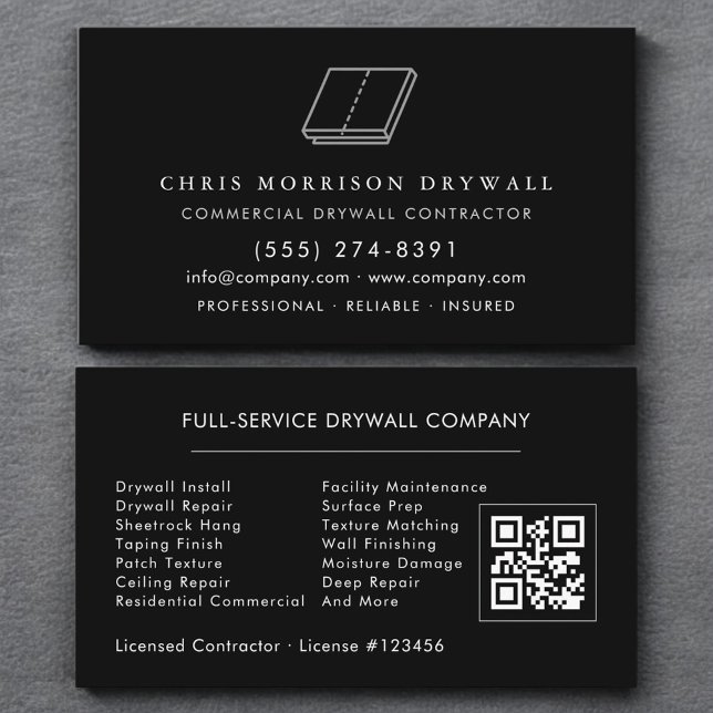 Carte De Visite Code QR de finition de cloison sèche Sheetrock (Créateur téléchargé)