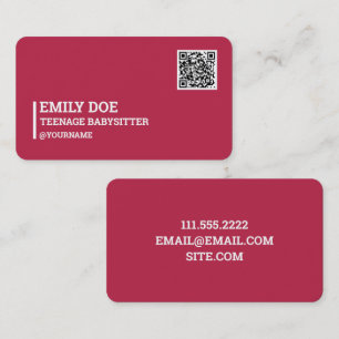 Carte De Visite Code QR de la baby-sitter adolescente