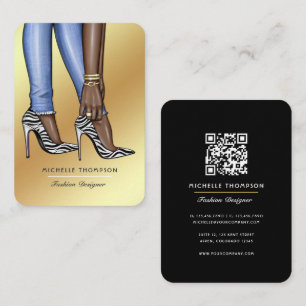 Carte De Visite Code QR de la fashionista Glam Chic Zèbre