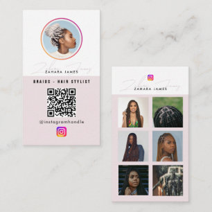 Carte De Visite Code QR de la grille de flux de photos de tresses