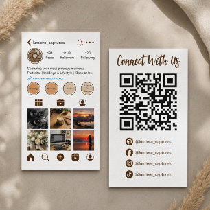 Carte De Visite Code QR de la grille de photos des médias sociaux