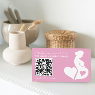 Carte De Visite Code QR de la grossesse rose de Doula sage-femme