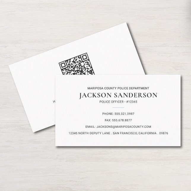 Carte De Visite Code QR de la loi sur le département de police (Police Officer Department Law Enforcement QR Code Business Card)