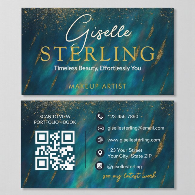 Carte De Visite Code QR de la pierre d'opale verte (Créateur téléchargé)