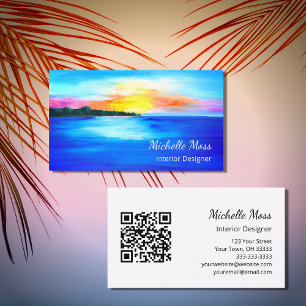 Carte De Visite Code QR de la plage tropicale Design d'intérieur A