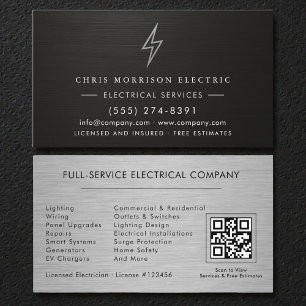 Carte De Visite Code QR de la société électrique professionnel