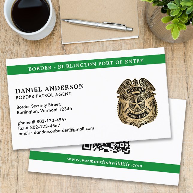 Carte De Visite Code QR de l'agent de patrouille frontalière de la (Créateur téléchargé)