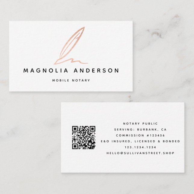 Carte De Visite Code QR de l'agent de signature publique notaire R (Devant / Derrière)