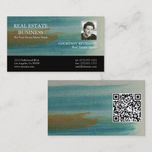 Carte De Visite Code QR de l'agent immobilier d'art abstrait de Sa