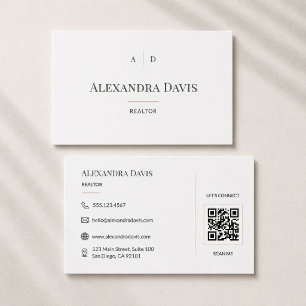 Carte De Visite Code QR de l'agent immobilier minimal