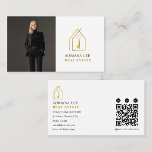 Carte De Visite Code QR de l'agent immobilier Photo Real Estate Go