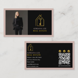 Carte De Visite Code QR de l'agent immobilier Photo Real Estate Go