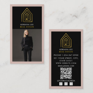 Carte De Visite Code QR de l'agent immobilier Photo Real Estate Go