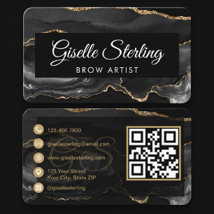 Carte De Visite Code QR de l'artiste sourcils Noir Or
