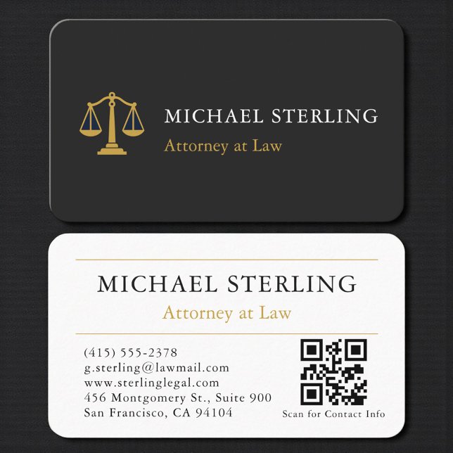 Carte De Visite Code QR de l'avocat Échelles de Justice Profession (Créateur téléchargé)