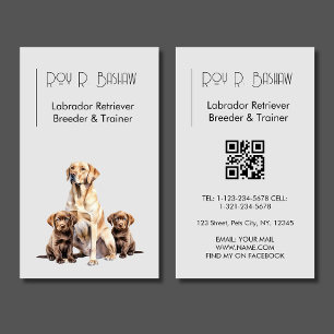 Carte De Visite Code QR de l'éleveur de chiens - Labrador Retrieve