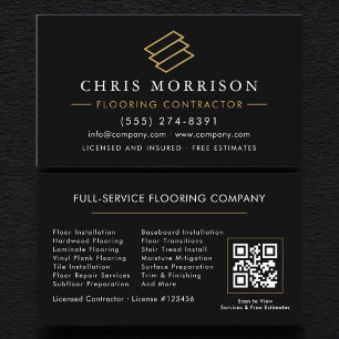 Carte De Visite Code QR de l'entrepreneur en parquet professionnel