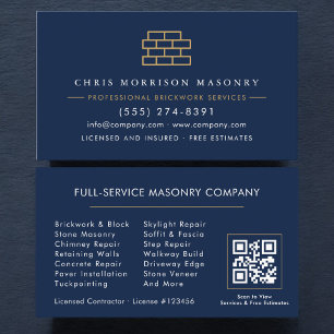 Carte De Visite Code QR de l'entreprise de maçonnerie de pierre