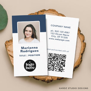 Carte De Visite Code QR de logo d'entreprise personnalisé avec pho