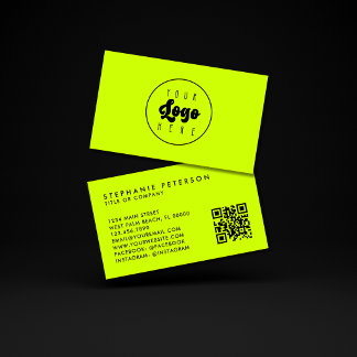 Carte De Visite Code QR de logo d'entreprise personnalisé jaune né