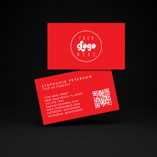 Carte De Visite Code QR de logo d'entreprise personnalisé rouge vi