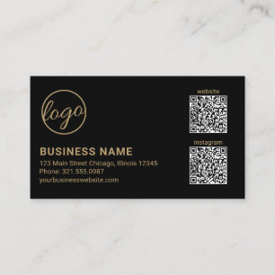 Carte De Visite Code QR de logo noir et or professionnel moderne