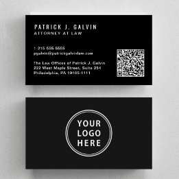 Carte De Visite Code QR de logo professionnel minimal noir