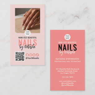 Carte De Visite Code QR de logo rose moderne pour MANUCURE