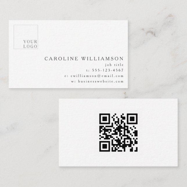 Carte De Visite Code QR de logo simple moderne minimal professionn (Devant / Derrière)