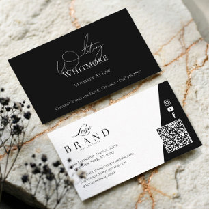 Carte De Visite Code QR de luxe minimaliste pour cabinet d'avocat
