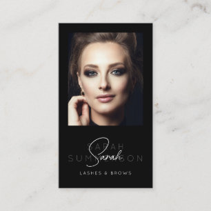 Carte De Visite Code QR de Maquillage des Sourcils Cils Noir Blanc