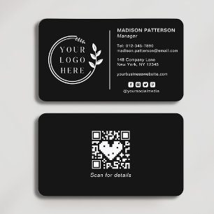 Carte De Visite Code QR de médias sociaux avec logo personnalisé