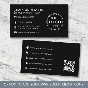 Carte De Visite Code QR de médias sociaux de logo professionnel no