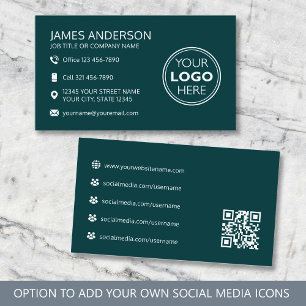 Carte De Visite Code QR de médias sociaux de logo professionnel ve