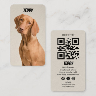 Carte De Visite Code QR de médias sociaux pour chien de compagnie