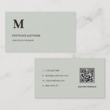 Code QR de monogramme d'entreprise vert sauge mini