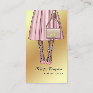 Carte De Visite Code QR de monogramme féminin rose et or