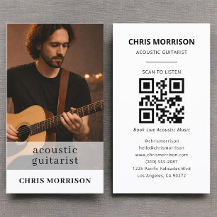 Carte De Visite Code QR de musicien guitariste acoustique Photo
