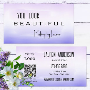 Carte De Visite Code QR de peinture lilas professionnel Beauté