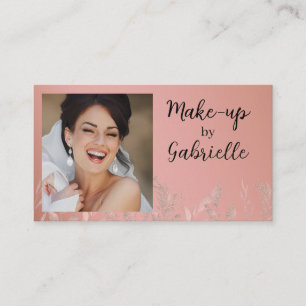 Carte De Visite Code QR de photo boho rose poussiéreuse botanique