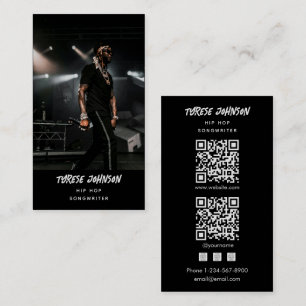Carte De Visite Code QR de photo de chanteur rappeur hip hop
