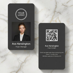 Carte De Visite Code QR de photo de logo personnalisé Moderne