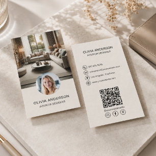Carte De Visite Code QR de photo personnalisée Média social Profes