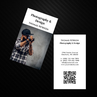 Carte De Visite Code QR de photographe moderne et professionnel