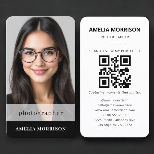 Carte De Visite Code QR de photographe Photo Simple