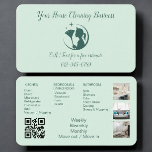 Carte De Visite Code QR de photos vertes pour le nettoyage de mais