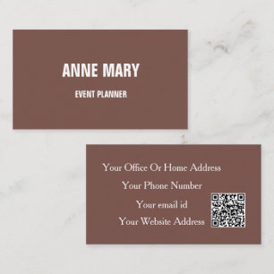 Carte De Visite Code QR de planificateur d'événement moderne beige