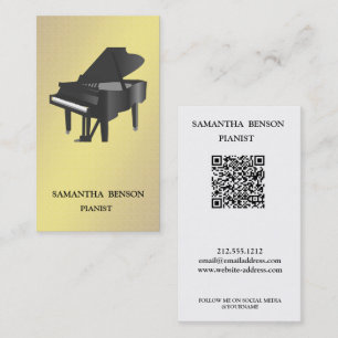 Carte De Visite Code QR de professeur de musique musicien pianiste
