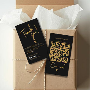 Carte De Visite Code QR de remerciement de commande noir moderne