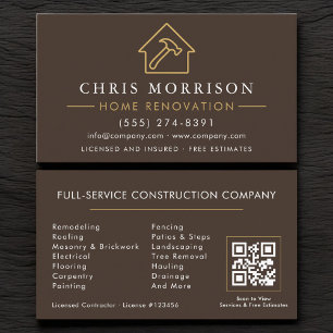 Carte De Visite Code QR de rénovation et réparation de maison en o